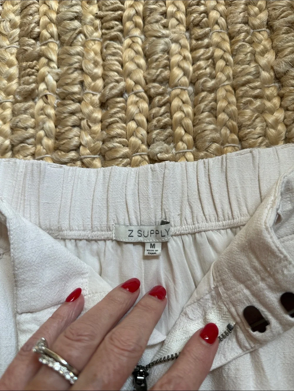 Z Supply Cream High-Waist Pleated Shorts